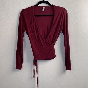 American Apparel woman’s long sleeve wrap blouse size small